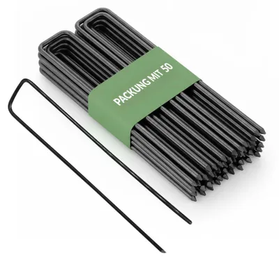 Produktbild von GARDENIX 50 Stück IronPEG Erdanker aus Stahldraht 150 x 30mm - Ø 3mm zur Sicherung von Unkrautvlies, Netzen, Bodenplanen, Maschendraht – Größe 50 Stück (150 x 30mm - Ø 3mm )