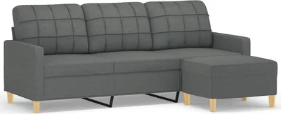 Obrázek produktu pro 3místná pohovka s podnožkou tmavě šedá 180 cm textil