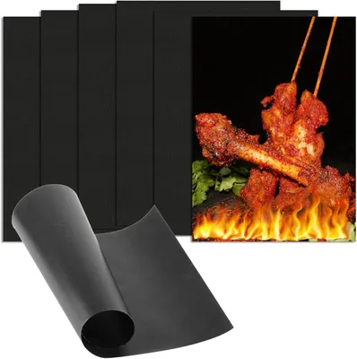 Produktbild von 12-teiliges Grillmatten-Set, 40 x 30 cm Grillmatte, wiederverwendbare Antihaft-Grillmatte, Backblech, Zubehör für Elektro-, Gas- und Holzkohlegrills