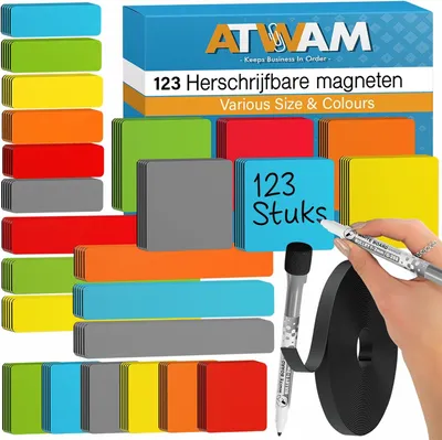 Obrázok produktu pre Biele magnetické tabule magnety 123 kusov, opakovane použiteľné, do kancelárie