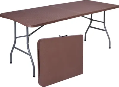 Image de Table de restauration RATTAN pliée dans une mallette 180 cm marron