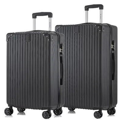 Produktbild von Suitcase Set, Rollkoffer Handgepäck, Kofferset, mit 4 Rollen 360°, Hartschalenreise Zahlenschloss, Weicher Gummigriff (2er Set, L&XL, Schwarz)