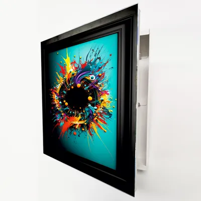 Produktbild von Schlüsselkasten Weiß aus Metall mit 3D-Effekt Motiv hinter Glas, Moderne Schlüsselbox rechtsöffnend mit 20 Haken
