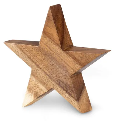 Stern aus Akazienholz 12 cm braun Tischdeko Unikat