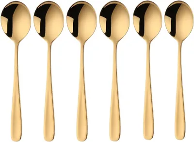 Productafbeelding van Tafellepels 6-delig, 18/10 Roestvrij Staal, 17.5 cm, Gouden Kleur, voor Soep