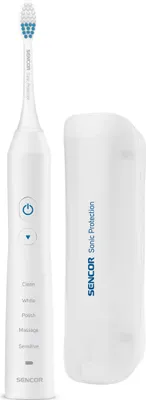 Obrázok produktu pre SENCOR SOC 3312WH Zubná kefka, 5 prednastavených programov, rýchlosť čistenia až 48 000/min, UV sterilizátor, časovač Quadpacer, až 45 dní denného čistenia