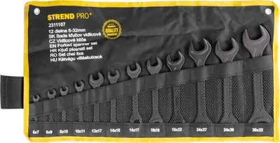 Obrázek produktu pro Sada klíčů Strend Pro HR34184 vidlicové klíče, 12 kusů, DIN895, 6-32 mm