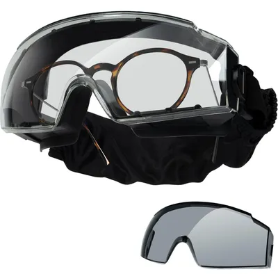 Produktbild von OneTigris Schutzbrille, taktische schutzbrille staubdicht, sicherheitsbrille mit CE EN166 und ANSI Z87.1, Ultravision Vollsichtbrille Für Brillenträger, Baustelle, Labor, Werkstatt und Fahrrad-Fahren