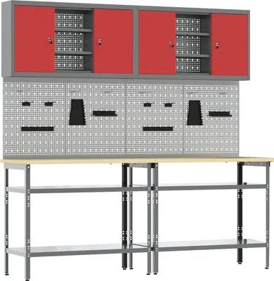 Immagine prodotto di Set banco da lavoro con lo scaffale 8 pcs Rosso e Grigio