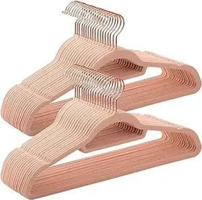 Produktbild von Kleiderbügel - Samtbügel - 50er Set - Rutschfest - 360° drehbarer Haken - Rosa