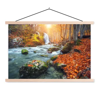 Produktbild von MuchoWow® Textilposter Natur - Sonne - Herbst 60x40 cm mit holzfarbenen Rahmen - Bilder
