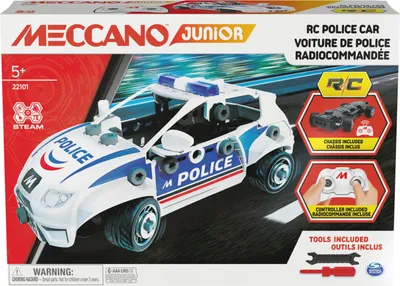 Produktbild von Meccano JUNIOR, Polizei-Funksteuerung, Kinderkonstruktionen, 73 Kunststoffteile, Spielzeug für Kinder ab 5 Jahren