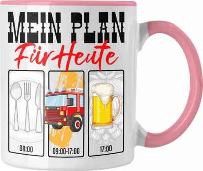 Produktbild von Trendation - Feuerwehr Tasse Lustiges Geschenk für Feuerwehrmann Grafik Becher Geburtstag Weihnachten (Rosa)