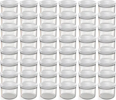 Produktbild von Oputec 48x 230 ml Einmachgläser mit Schraubdeckel Weiß – Perfekt für Konfitüren, Vorratsgläser mit Deckel ideal als Marmeladengläser und Schraubgläser