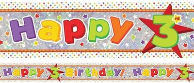 Produktbild von Amscan Holografisches Party Banner für den 3. Kindergeburtstag, 2,7m