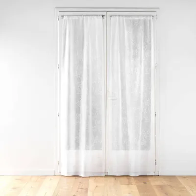 Produktbild von Schlaufen-Store aus gewebtem Voile mit Blattmuster