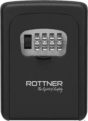 Zdjęcie produktu dla Skrzynka na klucze Rottner KeyCare czarna | Mechaniczny zamek szyfrowy | 9 x 12 x 4 cm