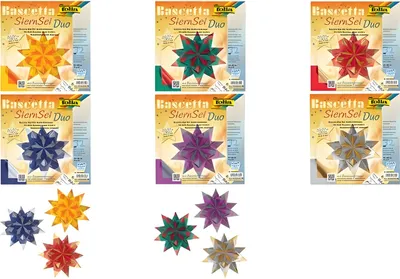 Produktbild von folia Faltblätter Bascetta-Stern 200 x 200 mm lila/anthrazit 75 g/qm 32 Blatt