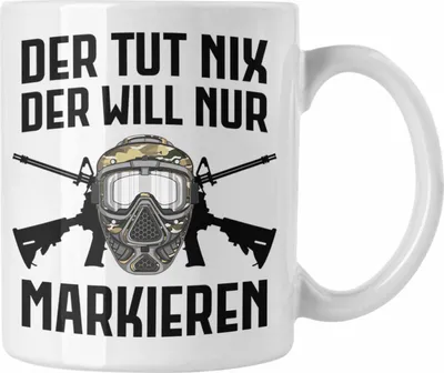 Produktbild von Trendation - Paintball Tasse Geschenk Männer Der Tut Nix Paintballspieler Geschenkidee Lustig (Weiß)