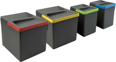 Image de Poubelles pour tiroir de cuisine Recycle, Hauteur 216, 2x12 litres + 2x6 litres