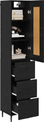 Immagine prodotto di vidaXL Credenza nera look rovere 34,5 x 34 x 180 cm materiale a base di legno
