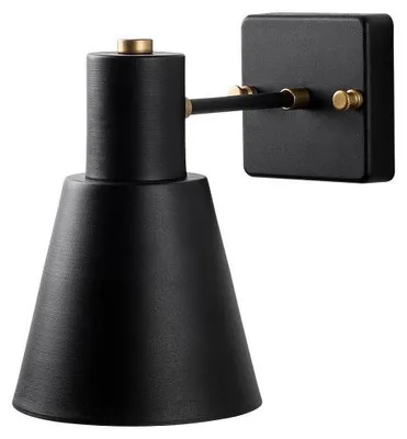 Image de Applique murale Lampe en métal noir et doré avec verre - 24 x 14 x 21 cm