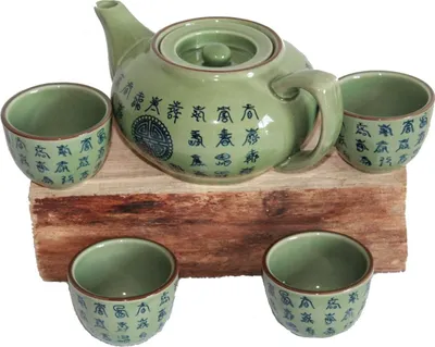 Produktbild von 309 Teeset 5-tlg. "Celadon" grün, Teekanne + 4 Teebecher