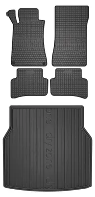 Productafbeelding van Rubberen automatten + kofferbakmat voor Mercedes C W203 2000-2007 (stationwagen) – 5-delig, zwart, op maat – Wielganizator SolidPRO