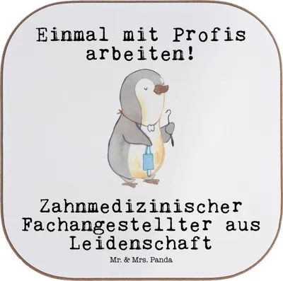 Produktbild von Mr. & Mrs. Panda Untersetzer für Gläser Zahnmedizinischer Fachangestellter Leidenschaft - Weiß - Geschenk, gläseruntersetzer, Glas, Holzuntersetzer, Tasse