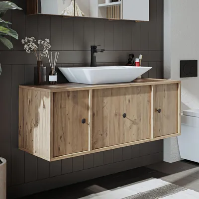 Image de Ensemble de meubles de salle de bains Roomart GUSTO-II-120, 2 pièces, 120 cm de large, chêne