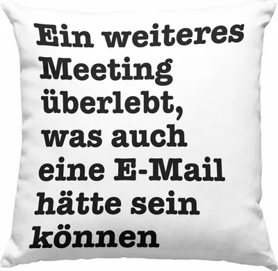 Produktbild von Trendation - Meeting Deko-Kissen mit Füllung 40x40 Arbeit  Deko-Kissen mit Füllung 40x40 Büro Chef Arbeitskollege Kollegin Kaffeebecher Geschenk Lustige Deko-Kissen mit Füllung 40x40 für Arbeit (Blau)