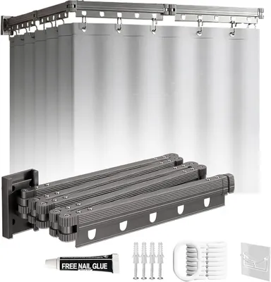 Obrázok produktu pre Tyč na sprchový záves bez vŕtania 1,8 x 2 m, skladacia, pre kúpeľňu