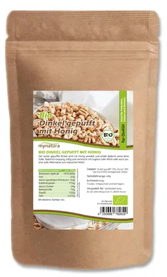 Produktbild von Mynatura Dinkel gepufft mit Honig – 400g Beutel in verschiedenen Größen