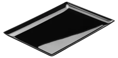 Produktbild von Einweg-Fingerfood Teller aus Plastik, rechteckig, Schwarz, 19,3 x 13,5 x 3,7 cm, 12 Stück