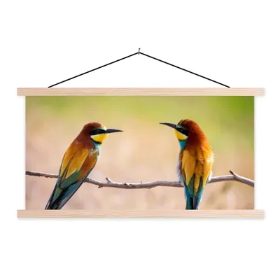 Produktbild von MuchoWow® Textilposter Vögel - Bienenfresser - Tiere 60x30 cm mit holzfarbenen Rahmen - Dekoration
