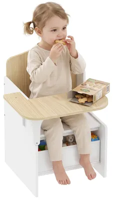 Produktbild von AIYAPLAY Kindertisch mit Stuhl 2-in-1 Integrierte Kindersitzgruppe mit Stauraum