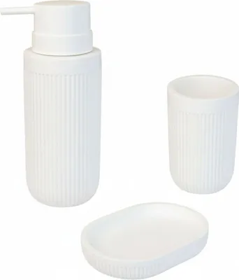 Produktbild von 3-teiliges Badezimmer-Accessoire-Set aus Kunstharz