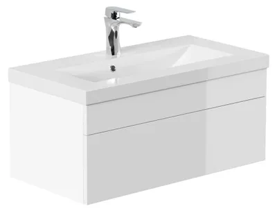 Produktbild von HOME DELUXE - Badmöbel-Set - WANGEROOGE BIG Weiß - Small - inkl. Waschbecken und komplettem Zubehör - Breite Waschbecken: ca. 80 cm I Badezimmermöbel Waschtisch Badmöbelset