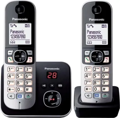 Immagine prodotto di Telefono cordless PANASONIC KXTG6822 Duo, riduzione del rumore, blocco selettivo delle chiamate, segreteria telefonica, GAP, 120 nomi