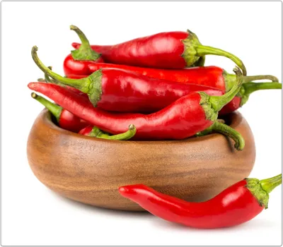Produktbild von Spritzschutz Herdabdeckplatte Schneidebrett aus Glas Chilischoten in Schale 1-Teilig (60x52cm)