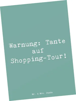 Produktbild von Mr. & Mrs. Panda Ansichtskarte Spruch Tante Shopping - Meeresbrise - Geschenk, Humor, Nichte, einzigartige Designs, bildkarte, Grußkarte, Familie, Geschenke, Postkarte