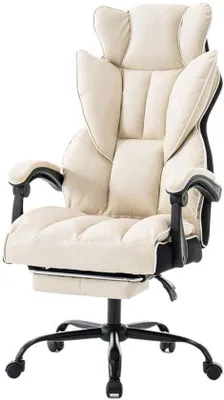 Imagen del producto de Silla de juego – Silla de oficina – Silla de juego ergonómica – Asiento ajustable con reposapiés – Cuero sintético de poliuretano y espuma viscoelástica