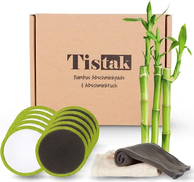 Produktbild von [10er Set] Abschminkpads waschbar inkl. Abschminktuch & Wäschebeutel - Flauschig weiche und wiederverwendbare Wattepads aus feinster Bambus Faser für umweltbewusste Frauen