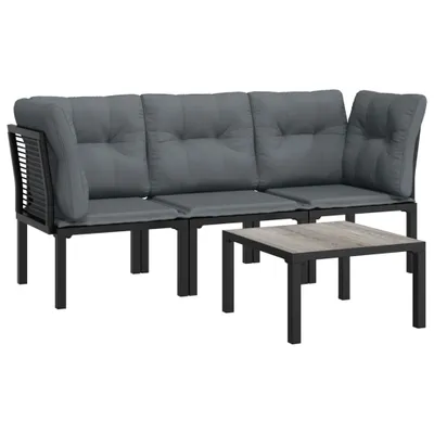 Produktbild von vidaXL 4-tlg. Garten-Lounge-Set Schwarz und Grau Poly Rattan