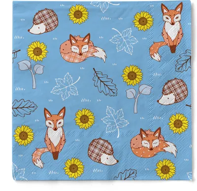 Produktbild von Sovie HOME Serviette Florian in Blau aus Tissue 33 x 33 cm, 3-lagig, 20 Stück - Waldtiere