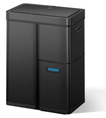 Productafbeelding van EKO afvalbak met 3 compartimenten, 2 x 15 liter en 30 liter, afvalbak met sensor voor recycling, 3