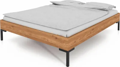 Produktbild von Bett Seiba 3 Wildeiche massiv 200x200 ohne Kopfteil mit Metallbeinen