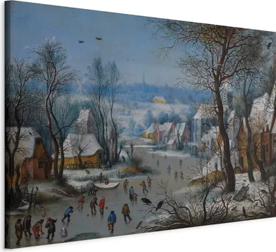 Produktbild von Vlies Leinwandbild - Winter Landscape with a Bird Trap 60x40 cm Reproduktionen l-G-10166-b-a