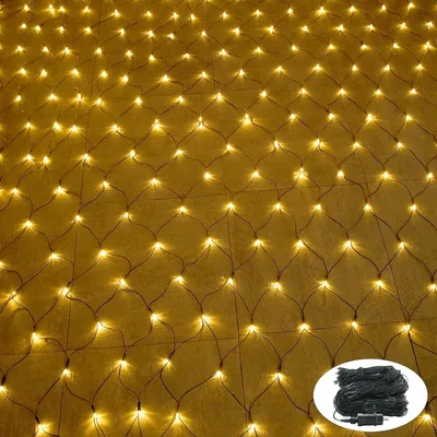 Produktbild von JOIEYOU LED Lichternetz 3x2m 250LEDs Lichterkettennetz Warmweiß Lichtervorhang mit 8 Modi Stecker Lichterkette Dunkelgrüne Lichtlinie Weihnachtsbeleuchtung für Weihnachtsdeko Hochzeit Party