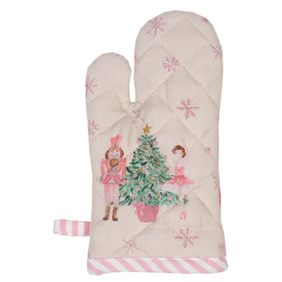 Produktbild von Clayre & Eef Kinderofenhandschuh 12x21 cm Beige Rosa Baumwolle Nussknacker